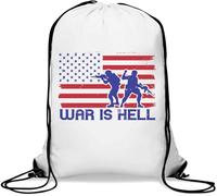 War is hell USA flag graphic Gym Sack Casual Drawstring Bag White