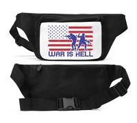 War is Hell USA Flag Graphic Unisex Waist Bag Black