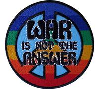 WAR is NOT The Answer Patch Iron Sew On Clothes Badge Rainbow Peace Sign Symbol