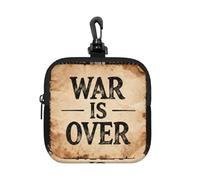War is Over Small Waterproof Zipper Pouch-Neoprene Storage Bag for Earbuds, Keychain Clip Case