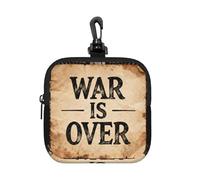 War is Over Small Zip Pouch-Waterproof Neoprene Storage Bag for Earbuds, Keychain Clip Case for Coins Cards USB, Travel Organiser