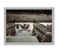 War Military History D Day Landing Normandy Into Jaws Of Death Photo Artwork Framed Wall Art Print A4 Artery8 Light Grey One Size