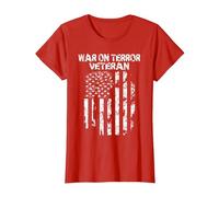 War on Terror Veteran T-Shirt, Women, Red, Medium