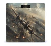 War Plane Bathroom Scale for Body Weight LCD Display Digital Bathroom Scale Tempered Glass Bathroom Weight Scales Fashion Smart Scales for Home Bedroom 400 Lb