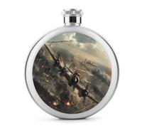War Plane Hip Flask for Men Personalized Groomsmen Flasks Stainless Steel Whiskey Hip Flask 5 Oz Leakproof Liquor Flasks with Metal Cap for Travel Bar Party Drinker