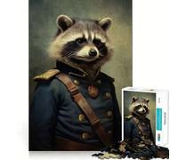 War Raccoon 1000 Piece Adult Puzzles Logic Puzzle Play Precision Cut Smooth Edges for Family Gatherings (50x75cm)