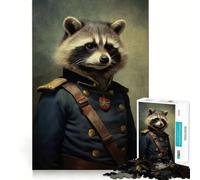 War Raccoon Jigsaw 1000 Pieces Memory Skill Fun Smooth Edge Perfect Interlock Fun-filled Way to Fill Empty Hours (38x52cm)