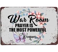 War Room Prayer is The Most Powerful Weapon Aluminum Weatherproof Metal Sign Custom Personalized Tin Sign Wall Decor Housewarming Gift 8x12 Inch