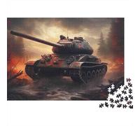 War Tank Battle Scene 1000 Piece Jigsaw Puzzles Military Tank at Sunset for Adults Educational Game Home Decoration Challenge High Difficulty Birthday Gifts 52x38cm/1000pcs