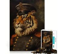 War Tiger Puzzle for Adults 1000 Pieces Memory Play Game Firm Fit Secure Assembly Meaningful Connection Building Game (50x75cm)