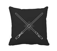 War Two White Swords On Star Light Saber Jedi Cushion Case With Invisible Zipper Cushions Pillowcase Breathable Cushions Covers For Car Bedroom Sofa 45X45Cm