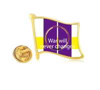 War Will Never Changes Art Deco Fashion Golden Metal Flag Lapel Pin Badge