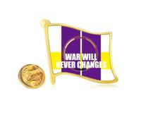 War Will Never Changes Art Deco Fashion Golden Metal Flag Lapel Pin Badge
