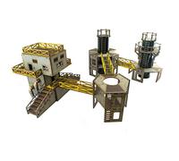 War World Gaming Industry of War Refinery 2 & Power Service Tower - Pre-Painted 28mm Sci-Fi Wargaming Terrain - Model Diorama Scenery for Tabletop, Battleboards, RPG, and War Games