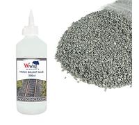 War World Scenics 1kg Ballast & 500ml Glue Kit for Model Rail Tracks - Fine Dark Grey