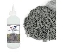 War World Scenics 1kg Ballast & 500ml Glue Kit for Model Rail Tracks - Large Grade Dark Grey