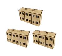 War World Scenics Scratch Aid Buildings - Low Relief Triple House Front x 3 - Railway Modelling Realistic Model Laser Cut MDF OO/HO Gauge Scale Diorama Railroad