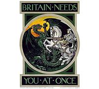 War WWI UK Britain Needs You Dragon Recruit Advert Art Print Canvas Premium Wall Decor Poster Mural