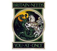 War WWI UK Britain Needs You Dragon Recruit Advert Unframed Wall Art Print Poster Home Decor Premium