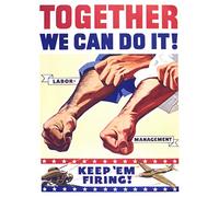 War WWII Kunstdruck auf Leinwand, Motiv: USA Labor Management Keep Firing, 45,7 x 61 cm
