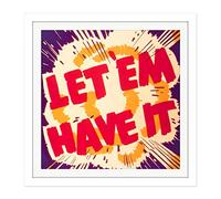 War WWII USA Let Em Have It Explosion Advert Square Wooden Framed Wall Art Print Picture 16X16 Inch