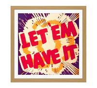 War WWII USA Let Em Have It Explosion Advert Square Wooden Framed Wall Art Print Picture 16X16 Inch