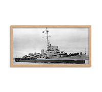 War WWII USA Navy Destroyer USS Canfield 1945 Photo Framed Wall Art Print Long 25X12 Inch