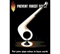 War WWII USA Prevent Forest Fires Pipe Ash Advert Premium Wall Art Canvas Print 18X24 Inch