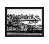 War WWII USA Soldierss German Rail Artillery 1945 Photo Artwork Framed Wall Art Print 18X24 Inch