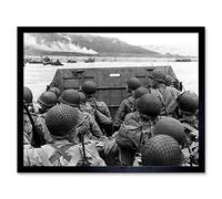War WWII USA Troops Landing Omaha D-Day Photo Art Print Framed Poster Wall Decor 12x16 inch