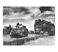 War WWII USA UK USS LST-21 British Tanks D-Day 1944 Photo Art Print Canvas Premium Wall Decor Poster Mural