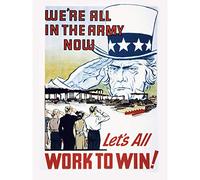 War WWII USA Uncle Sam Salutes Workers Victory Advert Premium Wall Art Canvas Print 18X24 Inch