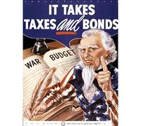 War WWII USA Uncle Sam Taxes Bonds Budget Advert Large XL Wall Art Canvas Print