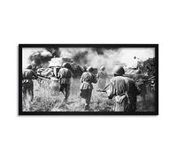 War WWII USSR T-34 Tanks Battle Kursk 1943 Photo Framed Wall Art Print Long 25X12 Inch