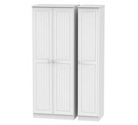 War140W Vittoria Ready Assembled Contemporary Matt White Tall Triple Wardrobe (H)1970mm (W)1110mm (D)530mm