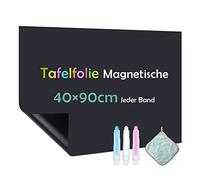 Warasee Self Adhesive Chalk Board, 40 * 90cm Magnetic Chalkboard Wall Stickers, Black Menu Boards Roll, for Kitchen, Office, School and Kids, Include Blackboard Chalks with Sleeves, Towel, Magnets