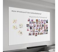 Warasee Whiteboard Magnetic Film, 60 x 90 cm, Self-Adhesive, Magnetic, White, Wipe-Clean, A3/A4, Cuttable, Home School, with Markers & Sponge & Magnets