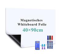 Warasee Whiteboard Paper, 40 * 91cm Magnetic Self Adhesive Dry Erase White Board Wall Stickers, Stick on Whiteboard Roll, for School/Home/Office, Include Dry Wipe Pens, Eraser, Magnets