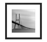 Warby Vasco De Gama Bridge Lisbon Portugal Photo 8X8 Inch Square Wooden Framed Wall Art Print Picture with Mount Artery8 Black One Size