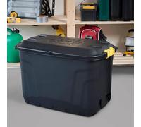Ward Heavy Duty Storage Trunk with Lid and Wheels 110 Litres, 77 x 42 x 50.5 cm - Black