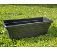 Ward Strata 50Cm Planter Trough Black Plastic Ascot Rectangular Plant Tub Pot