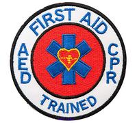 Wardah Limited First Aid CPR Trained Black Border Embroidered Badge Patch Sew-on or Iron-on 8cm