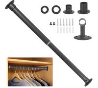 Wardlock 93cm-170cm Grey Extendable Stainless Steel Wardrobe Rail, Adjustable Clothes Rail Pole With End Sockets.