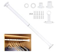 Wardlock 93cm-170cm White Extendable Stainless Steel Wardrobe Rail, Adjustable Clothes Rail Pole With End Sockets.