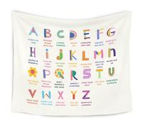 WARDOS Alphabet Nursery Inspirational Tapestry, Boho Kids Tapestry Wall Hanging, ABC Alphabet Inspirational Educational Wall Blanket Decor for Toddler Kids Room Nursery Playroom Classroom, 50x60 Inch