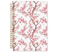 WARDOS Cherry Blossom Spiral Notebook Journal 5.5x8.3, Pink Floral Journal for Women, Japanese Flower Notebook, Cherry Blossom Gifts, Pink Office Supplies