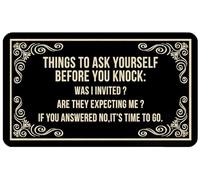 WARDOS Funny Door Mat, Think to Ask Yourself Before You Knock Doormat for Front Door Indoor Outdoor Entrance Porch, Humorous Sarcastic Welcome Mat Outside, Funny Bath Mats, 17x30 Inches
