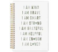 WARDOS Sage Green Positive Affirmation Spiral Notebook Journal 5.5x8.3, Inspirational Journal for Women Men, Affirmations for Kids, I Am Kind Brave Smart Notebook