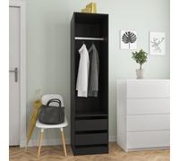 Wardrobe 100 x 50 x 200 cm Black Smoked Oak Engineered Wood with Drawers & Rods
