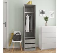 Wardrobe 100x50x200cm Concrete Grey Engineered Wood with Drawers & Rod EasyClean